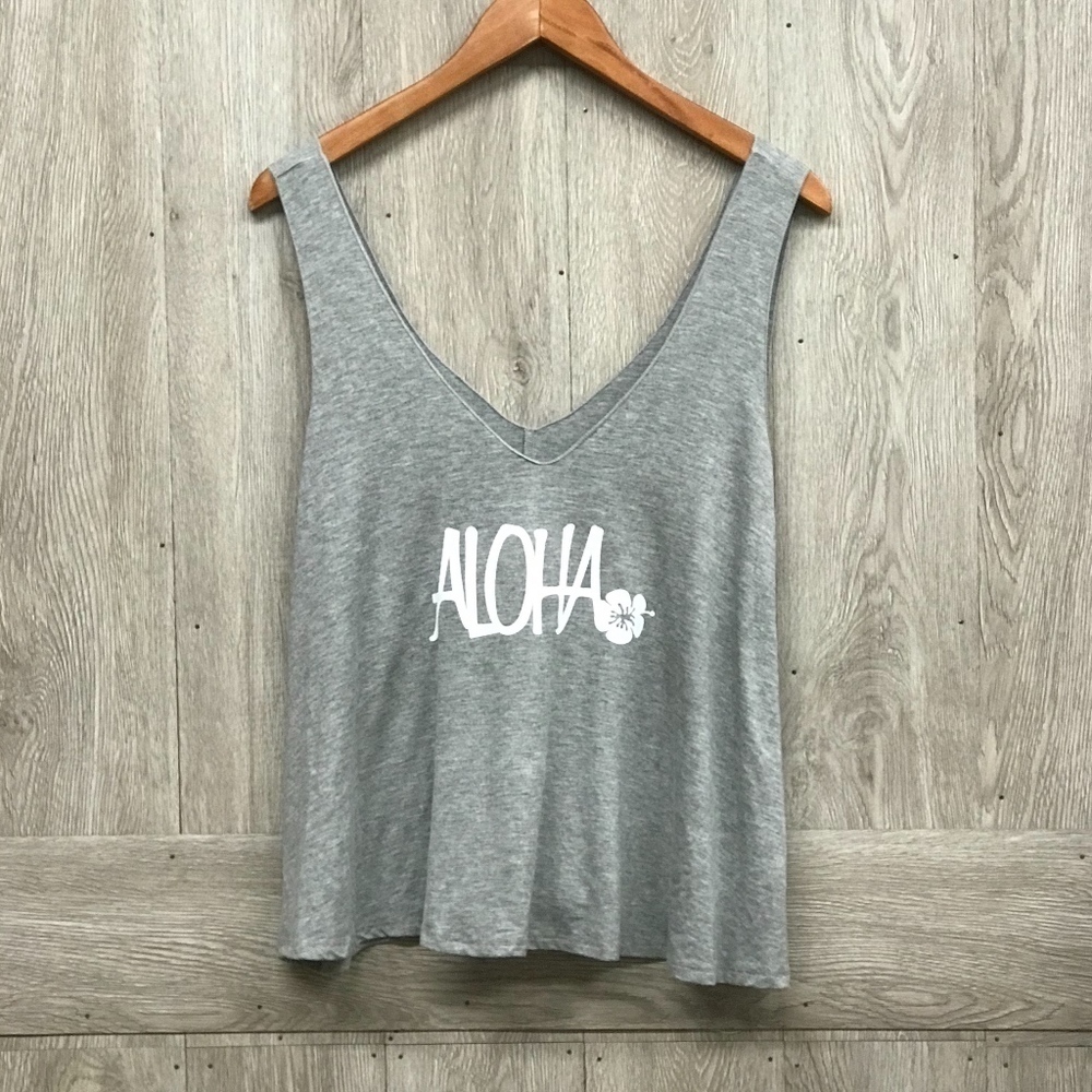 Aloha Gray Sleeveless Tank Top BB740